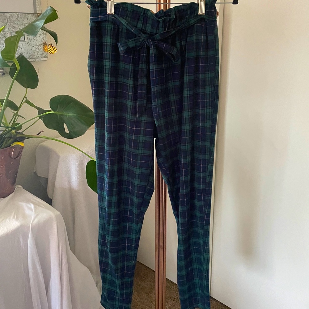 Paper Bag Waist Plaid Soft Pants